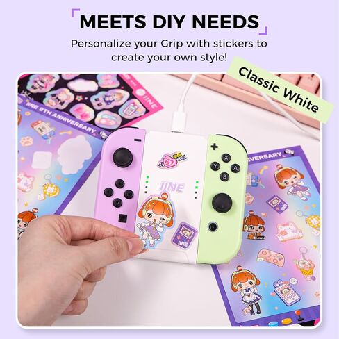 قبضة شحن IINE Joy-con متوافقة مع Switch/Oled/Lite، حامل على شكل حرف H لـ Switch Joy-Con، قبضة شحن محمولة Joy-con مع كابل شحن قطعة واحدة in Kuwait