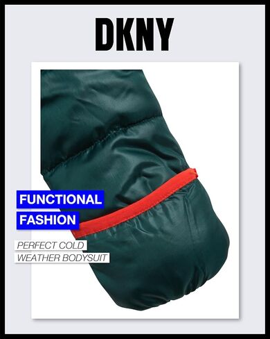 DKNY Baby Boys Sherpa Lined One Piece Snowsuit Hooded Insulated (0-9M) | Plush Soft Lining With Full Zip Ease, Snug Attached Hood, Total Coverage Warmth for Newborns in Cold Winter Weather in Saudi Arabia