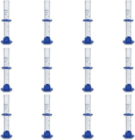 EISCO Graduated Cylinder, 25mL - Class B - Detachable, Plastic Hexagonal Base & Protective Collar - Blue Graduations - Borosilicate Glass in Saudi Arabia