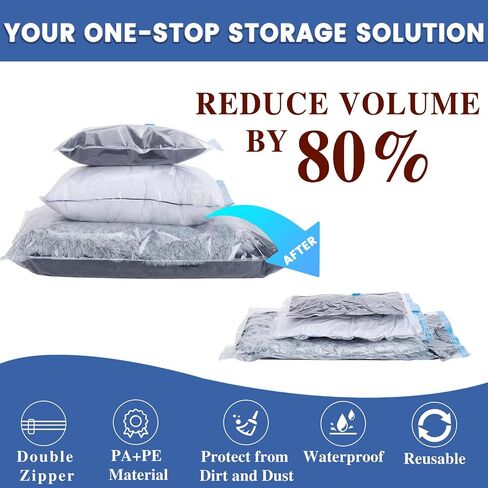 15 Pack Vacuum Storage Bags with Electric Pump, Space Saver Bags (8 Jumbo/7 Large) Compression for Comforters and Blankets, Sealer Clothes Storage Travel Essentials in Saudi Arabia