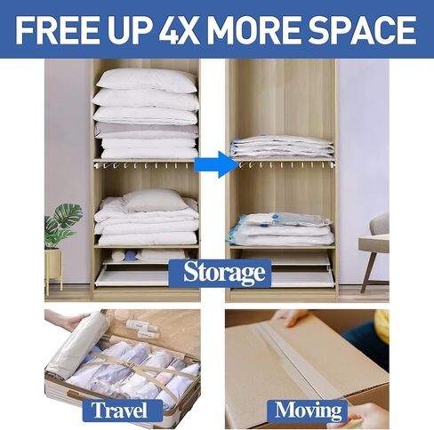15 Pack Vacuum Storage Bags with Electric Pump, Space Saver Bags (8 Jumbo/7 Large) Compression for Comforters and Blankets, Sealer Clothes Storage Travel Essentials in Saudi Arabia
