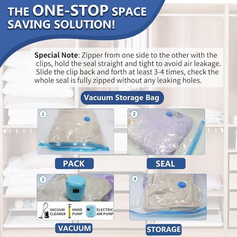 15 Pack Vacuum Storage Bags with Electric Pump, Space Saver Bags (8 Jumbo/7 Large) Compression for Comforters and Blankets, Sealer Clothes Storage Travel Essentials in Saudi Arabia