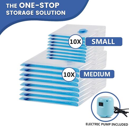 15 Pack Vacuum Storage Bags with Electric Pump, Space Saver Bags (8 Jumbo/7 Large) Compression for Comforters and Blankets, Sealer Clothes Storage Travel Essentials in Saudi Arabia