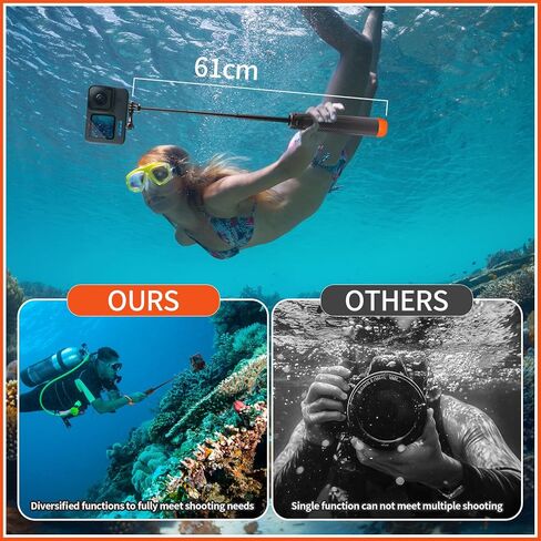 عصا سيلفي عائمة 4 في 1 لـ GoPro Hero 13، 12، 11، 10، 9، 8، 7، 6، 5، 4، 3، 3+، DJI OSMO، Insta360، حامل ثلاثي القوائم بمقبض يدوي عائم مقاوم للماء وقابل للتمديد in Kuwait
