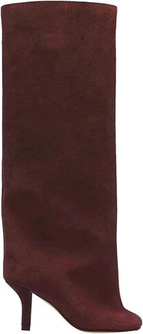 Women's Knee High Boots Nude Suede Wide Calf Stiletto Long Boots Pull On High Heel Riding Boots Fahion Dress Fall Tall Boots in Saudi Arabia