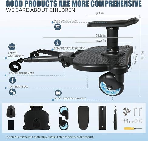 لوح عربة الأطفال، لوح ركوب عربة الأطفال، لوح عربة الأطفال العالمي، لوح عربة الأطفال مع مقعد قابل للفصل، لوح ركوب عربة الأطفال للجلوس والوقوف، لوح عربات التي تجرها الدواب، منصة وقوف مرفقة لعربة الأطفال - أزرق in Kuwait