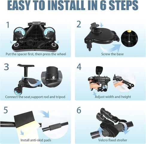 لوح عربة الأطفال، لوح ركوب عربة الأطفال، لوح عربة الأطفال العالمي، لوح عربة الأطفال مع مقعد قابل للفصل، لوح ركوب عربة الأطفال للجلوس والوقوف، لوح عربات التي تجرها الدواب، منصة وقوف مرفقة لعربة الأطفال - أزرق in Kuwait