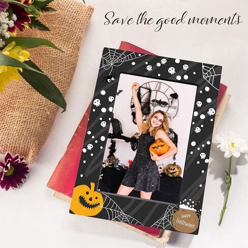 Halloween Photo Frame With A Metal Stand-Dark Style Pumpkins & Tombstone-Black Print Halloween Picture Frame-Frame Fits The 4"x6" Photo-Halloween Decoration-Halloween Theme-A02 in Saudi Arabia