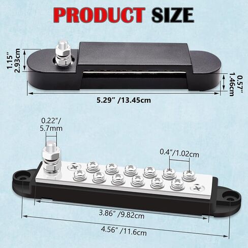 Aienxn 12V Bus Bar Marine 150A 1/4" Stud Power Distribution Block with 2PCS Silicone Terminal Covers, 2PCS Copper Lugs and Ring Terminals for Car and Boat (Black+Red) Q-078 in Saudi Arabia