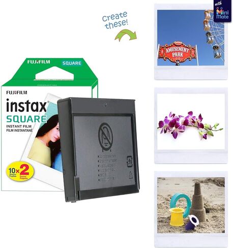 Fujifilm Instax Square SQ6 - Instant Camera Ruby Red with Carrying Case + Fuji Instax Film Value Pack (40 Sheets) Accessories Bundle, Color Filters, Photo Album, Assorted Frames + More in Saudi Arabia