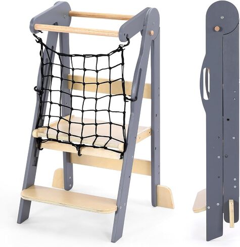 Toddler Tower, Flodable Toddler Step Stool, 3 Platform Adjustable Height 1.5-5 Years Old Toddler Kitchen Stool (Foldable 1) in Saudi Arabia