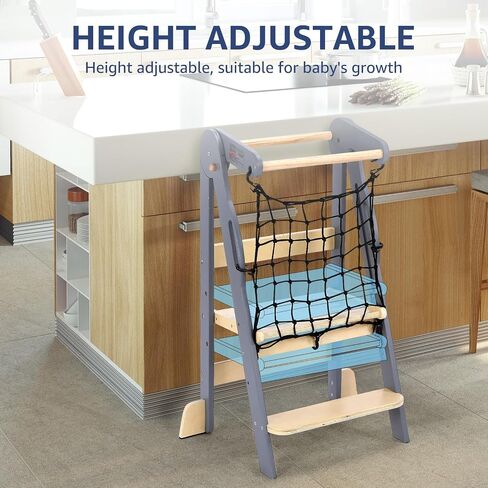 Toddler Tower, Flodable Toddler Step Stool, 3 Platform Adjustable Height 1.5-5 Years Old Toddler Kitchen Stool (Foldable 1) in Saudi Arabia
