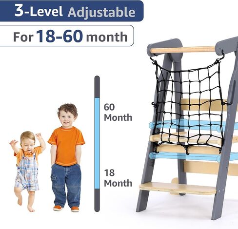 Toddler Tower, Flodable Toddler Step Stool, 3 Platform Adjustable Height 1.5-5 Years Old Toddler Kitchen Stool (Foldable 1) in Saudi Arabia