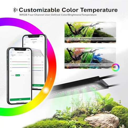 MagTool Brite Series Aquarium LED Light with App-Controlled RGB+W LEDs, Extendable Bracket, Supports Custom Sunrise/Sunset Colors in Manual/Auto/Custom Modes (Brite 60) in Kuwait