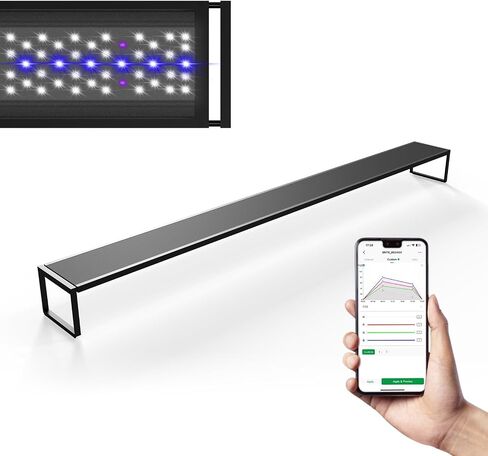 مصباح LED لحوض السمك من سلسلة MagTool Brite مع مصابيح LED RGB+W يمكن التحكم فيها من خلال التطبيق، دعامة قابلة للتمديد، يدعم ألوان شروق الشمس/غروب الشمس المخصصة في الأوضاع اليدوية/التلقائية/المخصصة (Brite 60) in Saudi Arabia
