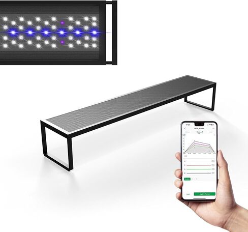 مصباح LED لحوض السمك من سلسلة MagTool Brite مع مصابيح LED RGB+W يمكن التحكم فيها من خلال التطبيق، دعامة قابلة للتمديد، يدعم ألوان شروق الشمس/غروب الشمس المخصصة في الأوضاع اليدوية/التلقائية/المخصصة (Brite 60) in Saudi Arabia