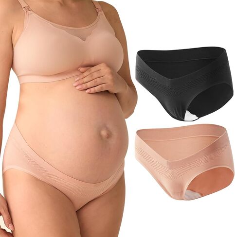 Momcozy Maternity Underwear Seamless, Pregnancy Postpartum Panties Under Bump Maternity Underwear Cotton in Saudi Arabia