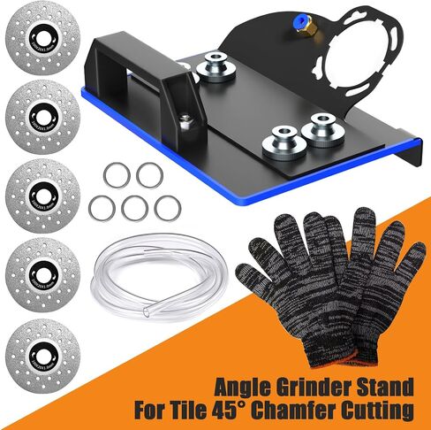Angle Grinder Stand for Tile 45° Chamfer Cutting, Cutting Ceramic Stone Chamfering Tool for 100-Type Angle Grinders with Gloves & 39IN Hose in Saudi Arabia
