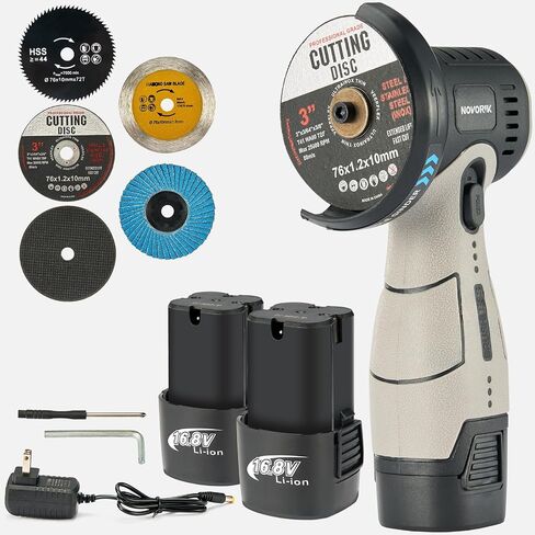 Angle Grinder Tool, Cordless Mini Angle Grinder Brushed with 2pcs 16.8V 2000mAh Battery 5-Cutting Discs 28000rpm,Power Angle Grinder for Wood Metal Stone Concrete (Brush) in Kuwait