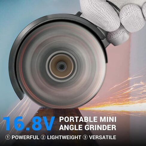 Angle Grinder Tool, Cordless Mini Angle Grinder Brushed with 2pcs 16.8V 2000mAh Battery 5-Cutting Discs 28000rpm,Power Angle Grinder for Wood Metal Stone Concrete (Brush) in Kuwait