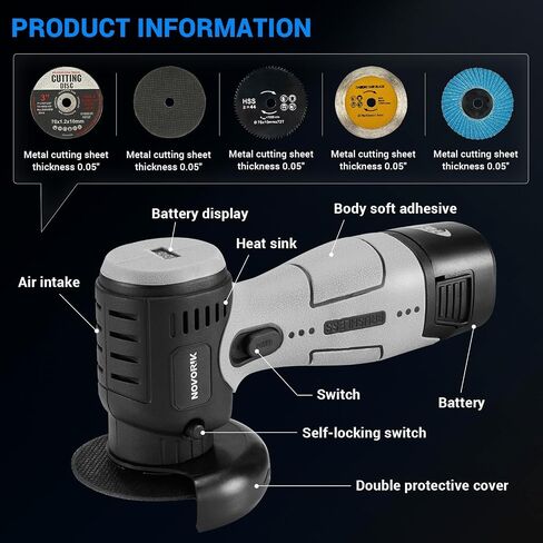 Angle Grinder Tool, Cordless Mini Angle Grinder Brushed with 2pcs 16.8V 2000mAh Battery 5-Cutting Discs 28000rpm,Power Angle Grinder for Wood Metal Stone Concrete (Brush) in Kuwait