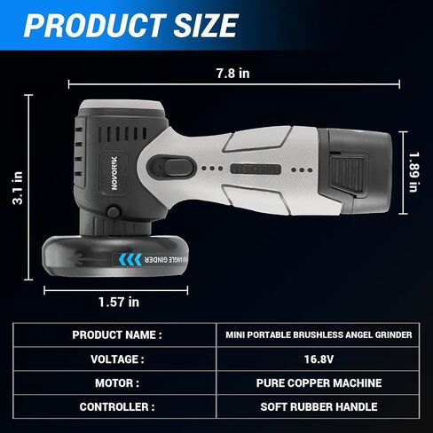 Angle Grinder Tool, Cordless Mini Angle Grinder Brushed with 2pcs 16.8V 2000mAh Battery 5-Cutting Discs 28000rpm,Power Angle Grinder for Wood Metal Stone Concrete (Brush) in Kuwait