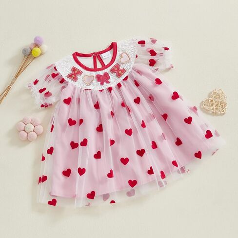 Toddler Girl Christmas Dress Santa Embroidery Short Sleeve Princess Dress + Headband Smocked Baby Girl Clothes in Saudi Arabia