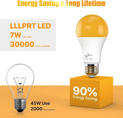 3W LED Amber Light Bulbs, 1600K Warm White 180LM Night Light, Blue Light Blocking, Energy Saving, 30W Replacement, Sleep Aid E26 Base Light Bulb for Bedroom, Baby Nursery Room, Non-Dimmable in Kuwait