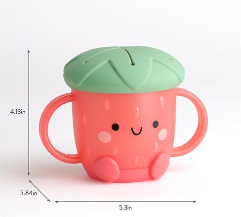 Itzy Ritzy Toddler Snack Cup - Spill-Proof Snack Cup for Toddlers with Soft Silicone Lid for Easy Food Access - Easy-To-Hold Kids Snack Container With Handles - Ideal for 12 months & Up (Strawberry) in Kuwait