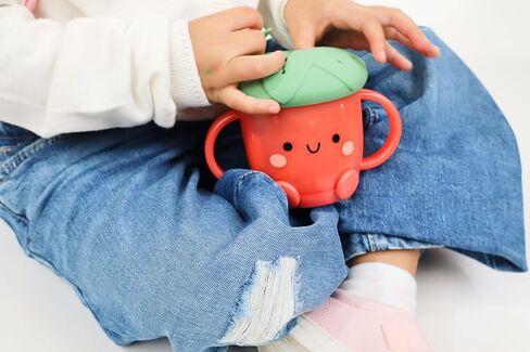 Itzy Ritzy Toddler Snack Cup - Spill-Proof Snack Cup for Toddlers with Soft Silicone Lid for Easy Food Access - Easy-To-Hold Kids Snack Container With Handles - Ideal for 12 months & Up (Strawberry) in Kuwait
