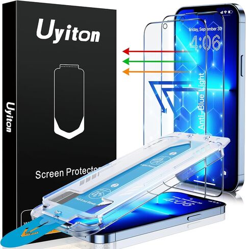 واقي شاشة Uyiton UnBreak-Glass لهاتف iPhone 15 Pro Max، [سهل الملاءمة] حافظة تغطية كاملة صديقة للخدش ومقاومة للخدش وخالية من الفقاعات 9H واقي شاشة من الزجاج المقوى 15 Pro Max (6.7 بوصة)، عبوتان in Saudi Arabia