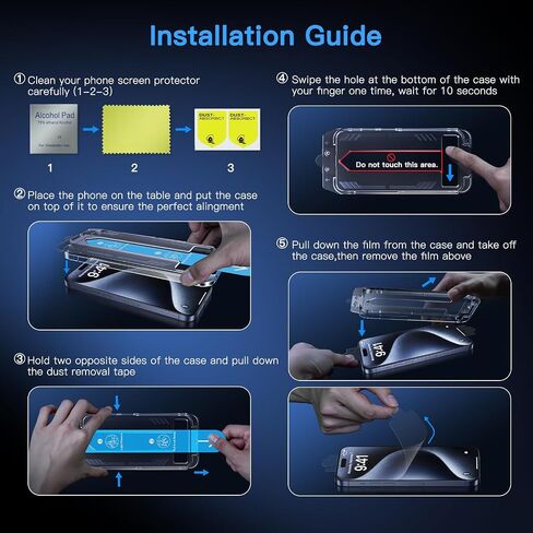 واقي شاشة Uyiton UnBreak-Glass لهاتف iPhone 15 Pro Max، [سهل الملاءمة] حافظة تغطية كاملة صديقة للخدش ومقاومة للخدش وخالية من الفقاعات 9H واقي شاشة من الزجاج المقوى 15 Pro Max (6.7 بوصة)، عبوتان in Saudi Arabia