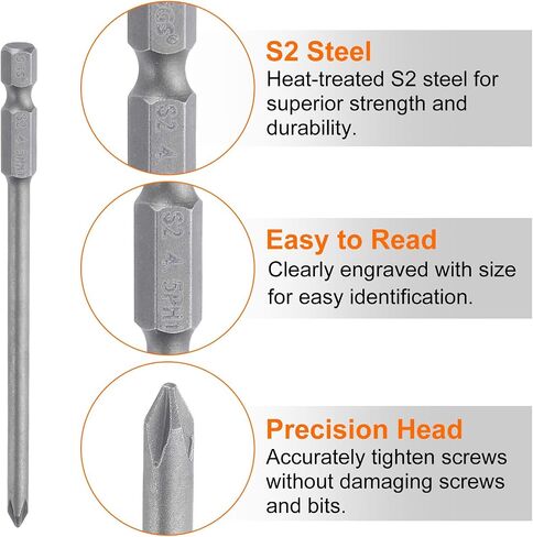 HARFINGTON #1 Phillips Screwdriver Bit PH1 1/4" Hex Shank 4" (100mm) Long Magnetic S2 Steel Industrial Grade Screw Driver Bit Cross Head Electric Drill Bits 0.177" (4.5mm) Rod in Saudi Arabia