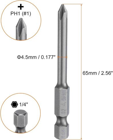 HARFINGTON #1 Phillips Screwdriver Bit PH1 1/4" Hex Shank 4" (100mm) Long Magnetic S2 Steel Industrial Grade Screw Driver Bit Cross Head Electric Drill Bits 0.177" (4.5mm) Rod in Saudi Arabia