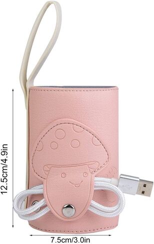 جهاز تسخين زجاجات الأطفال USB، سخان زجاجة ترموستات لتدفئة حليب الأطفال، حقيبة زجاجة الطفل، سخان زجاجة الحليب، لأكواب المياه لزجاجات المياه المعدنية (وردي) in Kuwait