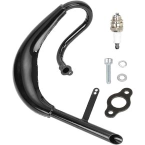 FVRITO Performance Chrome Exhaust Muffler Expansion Chamber Pipe Silencer Gasket for 2 Stroke 50cc 66cc 80cc 100cc Engine Gas Motorized Bicycle Motor Bike Silver