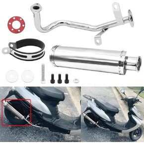 Wai Danie Motorcycle Exhaust Muffler Scooter Performance Exhaust Stainless Pipe For GY6 4 Stroke 50CC 80CC 100CC Scooter QMB139 Exhaust Stainless Pipe 139QMB 1P39QMB Chinese Scooter Moped