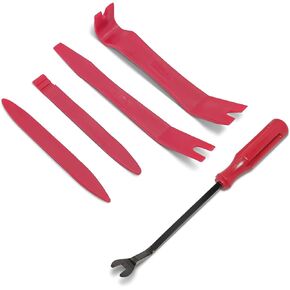BLAU GRUN 5PCS Auto Trim Removal Tool Kit, Car Interior Door Panel Clip Fastener Removal Set, No Scratch and No Marring Plastic Pry Tool Kit for Vehicle Dash Radio Audio Installer (Red)