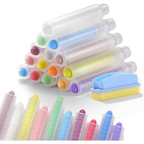 15pcs Dustless Chalk Set with Chalkboard Eraser, Colored Chalk With Holder,Color Sidewalk Chalk for Kids, Chalk Paint，Toddlers Chalks for Outdoor Drawing– Perfect for Kids and Teachers