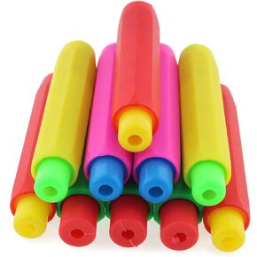 E-outstanding 10pcs Plastic Chalk Holders, Colourful Chalk Covers, Adjustable Chalk Clips Set Clean Teaching Hold for Teacher Kawaii Stationery, Random Colors