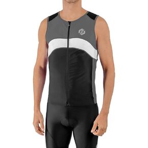 Tri Top Men - قميص Triathlon رجالي بدون أكمام - مادة FX ممتازة - 3 جيوب Triathlon للرجال
