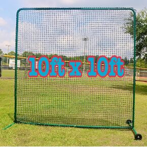 Reidy Sports Baseball & Softball 10 x10 FT Protective Safety Screen Super Duty Steel Frame Construction Nylon Double Up Netting Rubber Wheel Kits Included