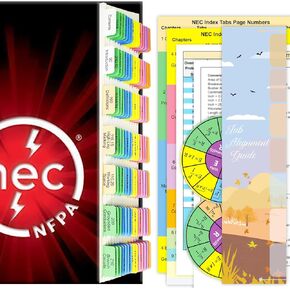 2020 NEC Tabs (Book Not Included), National Electrical Code Book Tabs for NFPA 70 Exam Test, 140 Pcs Tabs with Wire Chart & 2 Ohm's Law Stickers