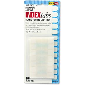 Redi-Tag, RTG31010, Permanent Stick Write-On Index Tabs, 416 / Pack, White, 416 Tabs