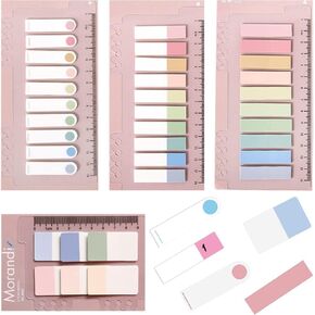 Index Tabs with Ruler, 4 Pack 660 Pieces Sticky Tab, Note Page Marker, Writable and Repositionable File Flags Morandi Pages Markers Book Labels for Reading Tab, Classify Files (Color A)