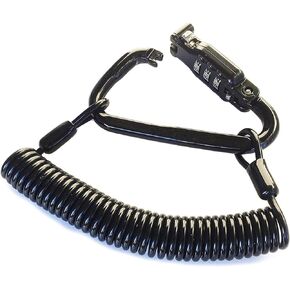 Little World Motorcycle Helmet Lock & Cable, Heavy Duty Universal Combination Lock Cable Caribeaner Lock Motorcycle Security PIN Locking Chain for Bike Helmet, Jacket, Cabinets & Luggage