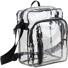 FUEL Clear Bag Stadium Approved Events Messenger Shoulder Crossbody For Hiking Work Sports Travel Concert lightweight Transparent Black