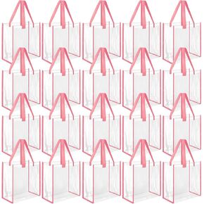 20 Pack Plastic Clear Tote Bags 10 x 10 x 4 Inch Stadium Approved Gift Bag with Handles for Women Sports Work Travel