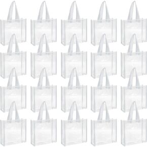 20 Pack Plastic Clear Tote Bags 10 x 10 x 4 Inch Stadium Approved Gift Bag with Handles for Women Sports Work Travel