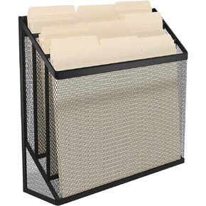 1InTheOffice 3 Tiers File Folder Organizer, Desk Sorter, Black Mesh Organizer